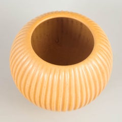 Scandinavian studio potter. Stoneware vase with ribbed design. Art Deco style.