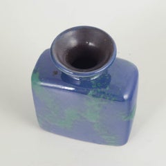 European studio ceramicist. Ceramic vase with glossy blue and green glaze.