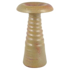 European studio ceramicist. Slender stoneware vase with ribbed body. 1960s/70s