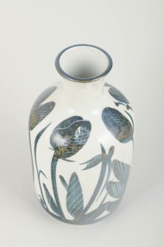 Carl-Harry Stålhane, Designhuset. Stoneware vase with floral decoration, 1970s