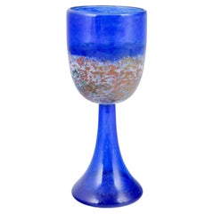 Kjell Engmann, Kosta Boda. Art glass goblet in cobalt blue with decorative band.