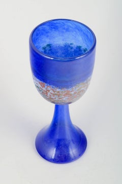 Kjell Engmann, Kosta Boda. Art glass goblet in cobalt blue with decorative band.