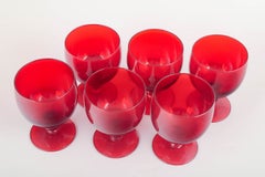 Monica Bratt for Reijmyre Glasbruk. Set of six red wine glasses, 1950s