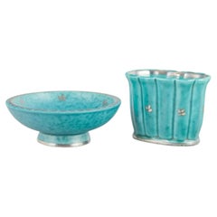 Willhelm Kåge for Gustavsberg. Bowl and small vase, “Argenta” series. Mid-20th C