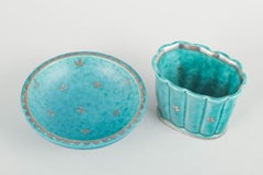 Willhelm Kåge for Gustavsberg. Bowl and small vase, “Argenta” series. Mid-20th C