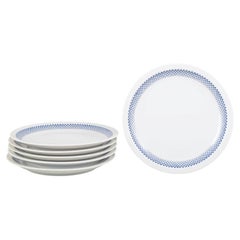 Lyngby/Danild. Six porcelain lunch plates. Blue diamond pattern "Rombe".