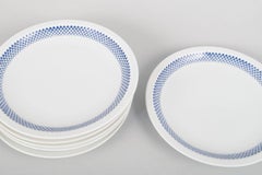 Lyngby/Danild. Six porcelain lunch plates. Blue diamond pattern "Rombe".
