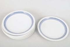 Lyngby/Danild. Six porcelain lunch plates. Blue diamond pattern "Rombe".