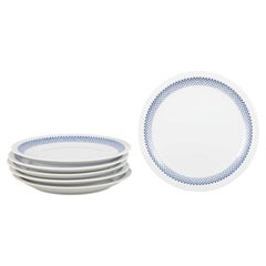 Lyngby/Danild. Six porcelain lunch plates. Blue diamond pattern "Rombe".