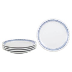 Lyngby/Danild. Five porcelain dinner plates with blue diamond pattern, "Rombe"
