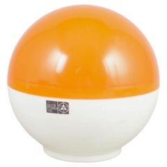 Hans Gugelot for Varta. Spherical party table lamp in orange and white, 1970s
