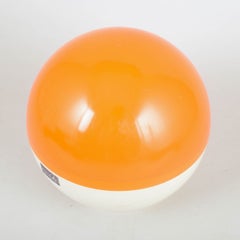 Hans Gugelot for Varta. Spherical party table lamp in orange and white, 1970s