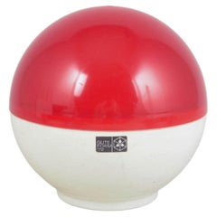 Hans Gugelot for Varta. Spherical party table lamp in red and white, 1970s