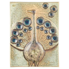 Josef Simon for Søholm, Denmark. Ceramic wall plaque “Peacock”, 1960s.