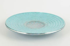Wilhelm Kåge for Gustavsberg. Faience Argenta dish with turquoise glaze.