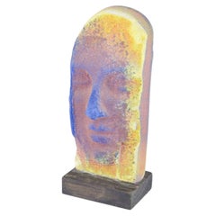 Björn Ekegren. Kunstglasskulptur, die ein stilisiertes Gesicht darstellt. Ende 20. Jh.