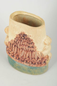 Bernard Rooke, British studio potter. Sculptural vase with bold relief, 1960/70s