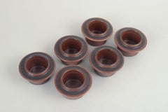Ulla Procopé for Arabia. Set of six stoneware egg cups. "Ruska" series, 1970s
