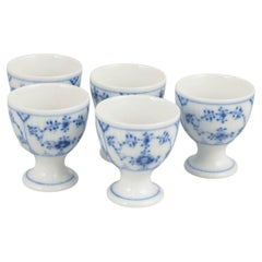 Royal Copenhagen, Blue Fluted Plain. Set of five porcelain egg cups, 1920s