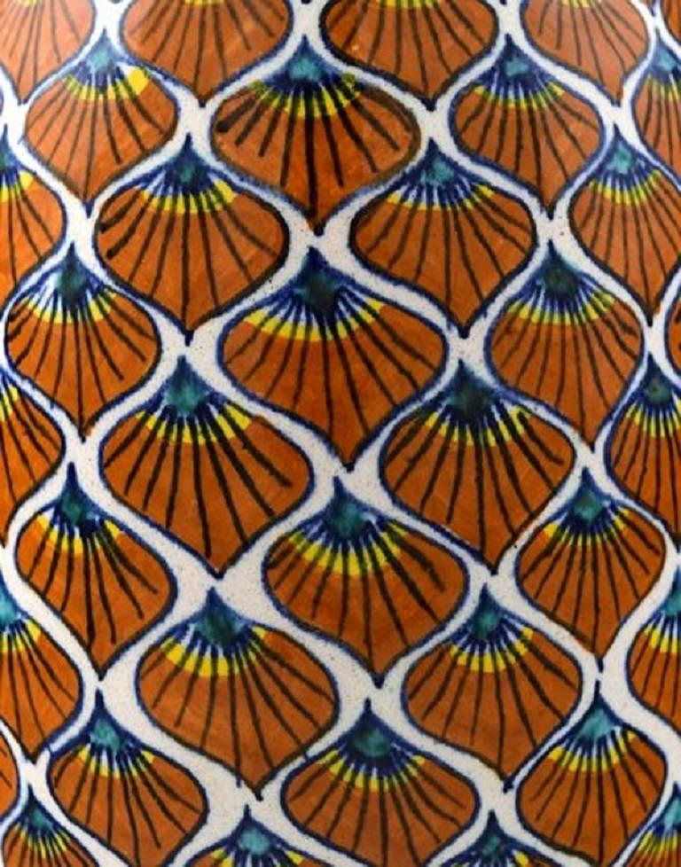 Other Franco Mari, Deruta Large Ceramic Vase, Narrow Neck, Italy, Late 20th Century