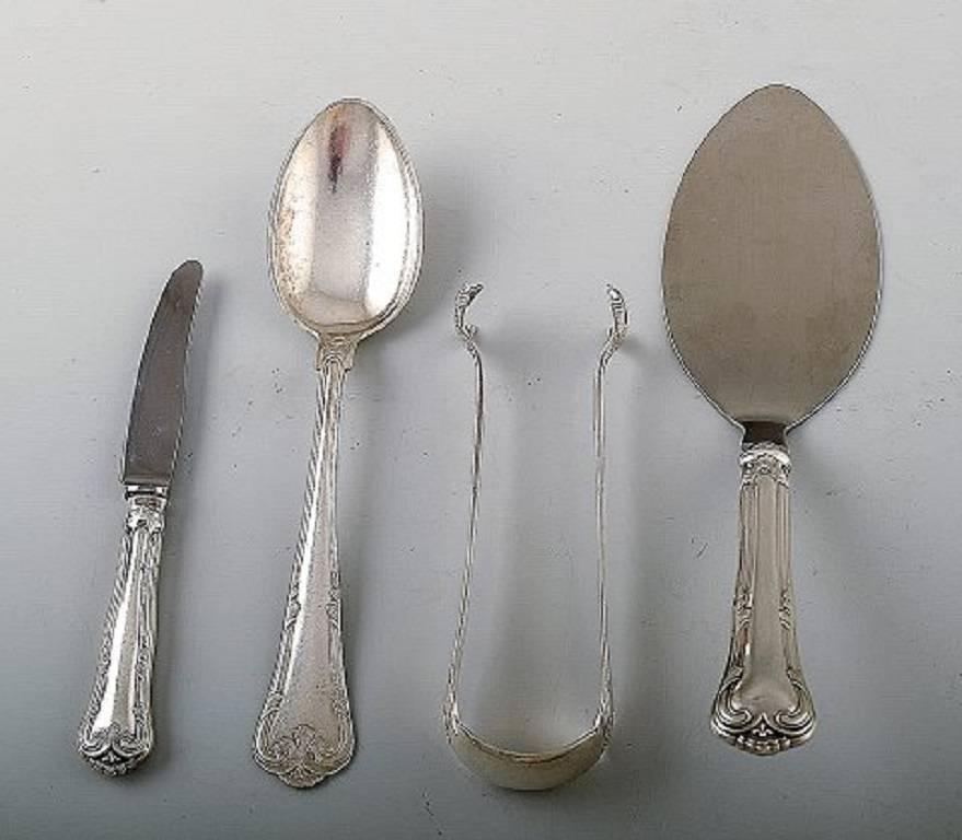 Art Nouveau Cohr Herregaard Cutlery, Three Tower Silver. Complete Lunch Service for Four P. For Sale