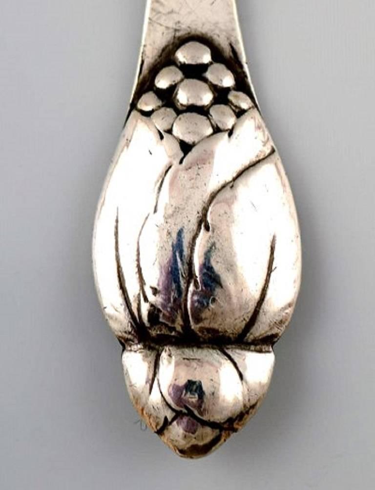 Danish Evald Nielsen Number 6, Seven Teaspoon in Silver, Denmark, 1920s-1930s