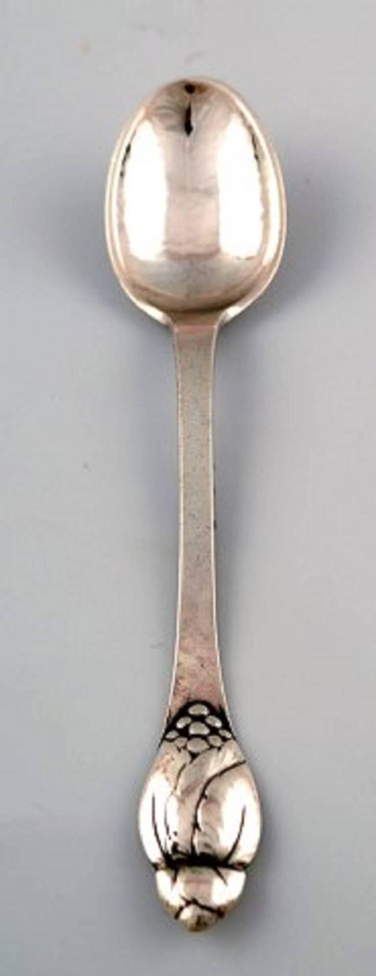Art Deco Evald Nielsen Number 6, Seven Teaspoon in Silver, Denmark, 1920s-1930s