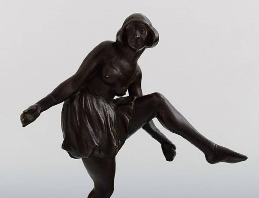 Early 20th Century Axel Locher Dancer, Art Deco Bronze Sculpture, 1920s-1930s For Sale