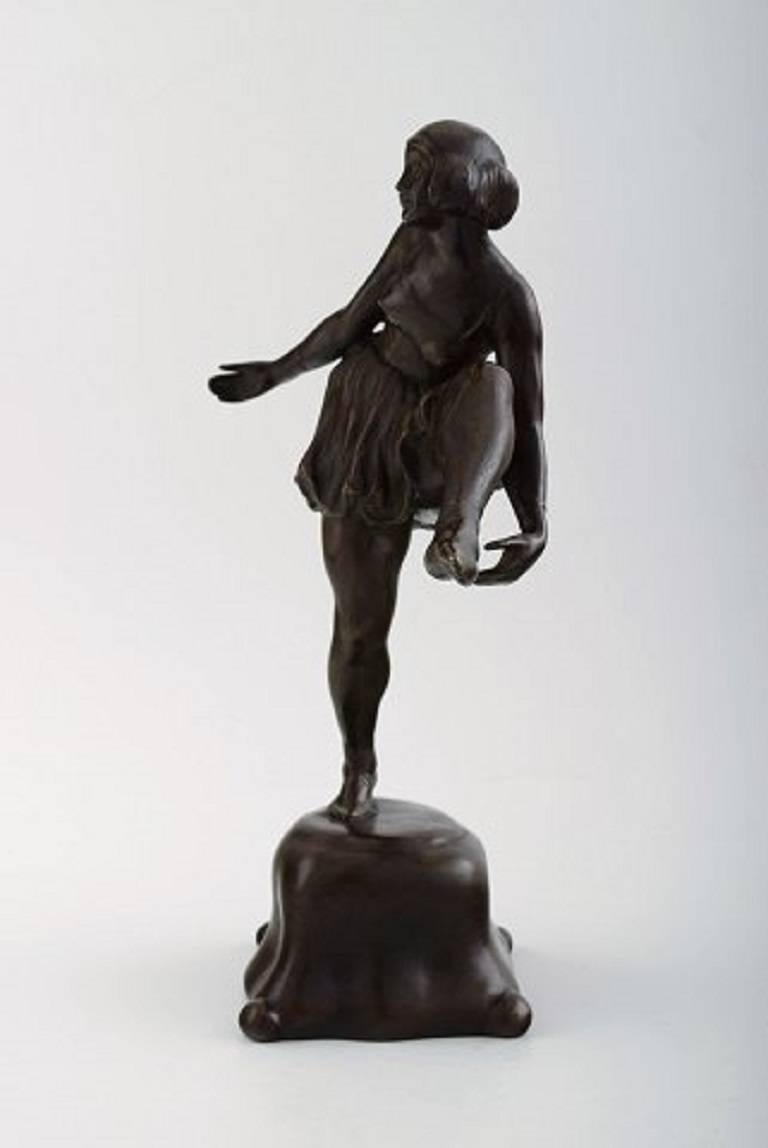 Danish Axel Locher Dancer, Art Deco Bronze Sculpture, 1920s-1930s For Sale