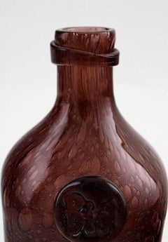 Biot, France, Unique Glass Bottle, Late 1900s, Violet Glass with Bubbles