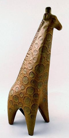 Lisa Larsson Figurine Zoo:: Girafe:: Gustavsberg suédois:: Figurine en poterie émaillée