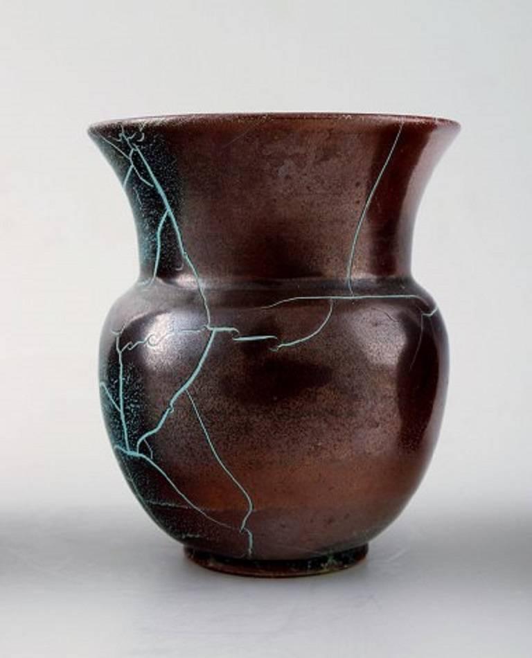Allemand Quatre vases en céramique à magnifique glaçure de Richard Uhlemeyer, céramiste allemand en vente