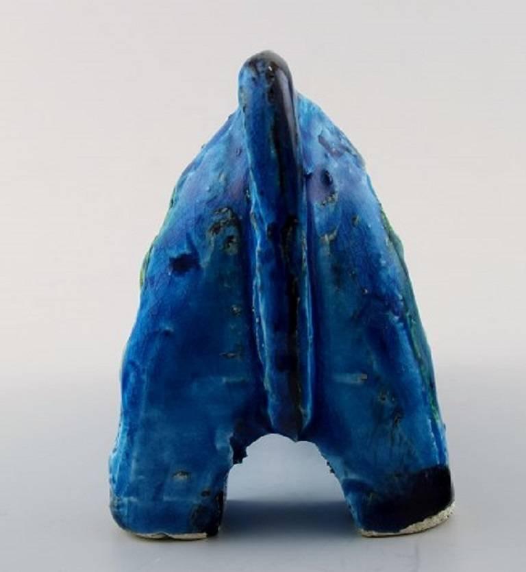 Italian Bitossi, Rimini Blue Bull in Ceramics, Designed by Aldo Londi, 1960s