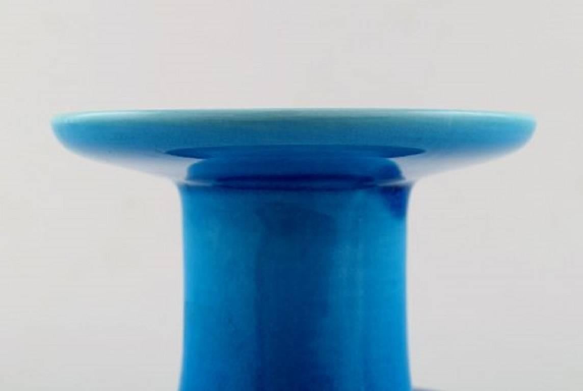 Swedish Stig Lindberg for Gustavsberg, Pair of Lazur Turquoise Stoneware Vases, 1970