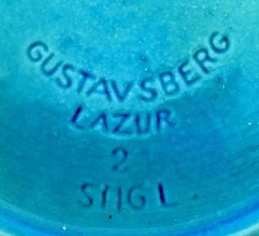 Late 20th Century Stig Lindberg for Gustavsberg, Pair of Lazur Turquoise Stoneware Vases, 1970