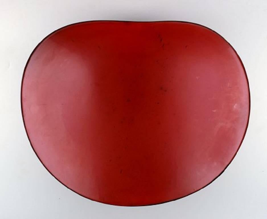 Mid-Century Modern Hans Hedberg Swedish Ceramist, Unique Very Large Ceramic Dish