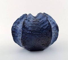 Helge Østerberg/Osterberg, Organic Vase of Blue Glazed Burned Chamotte Clay