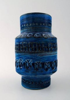 Bitossi, Rimini-Blue Ceramic Vases, Designed by Aldo Londi, 1960s