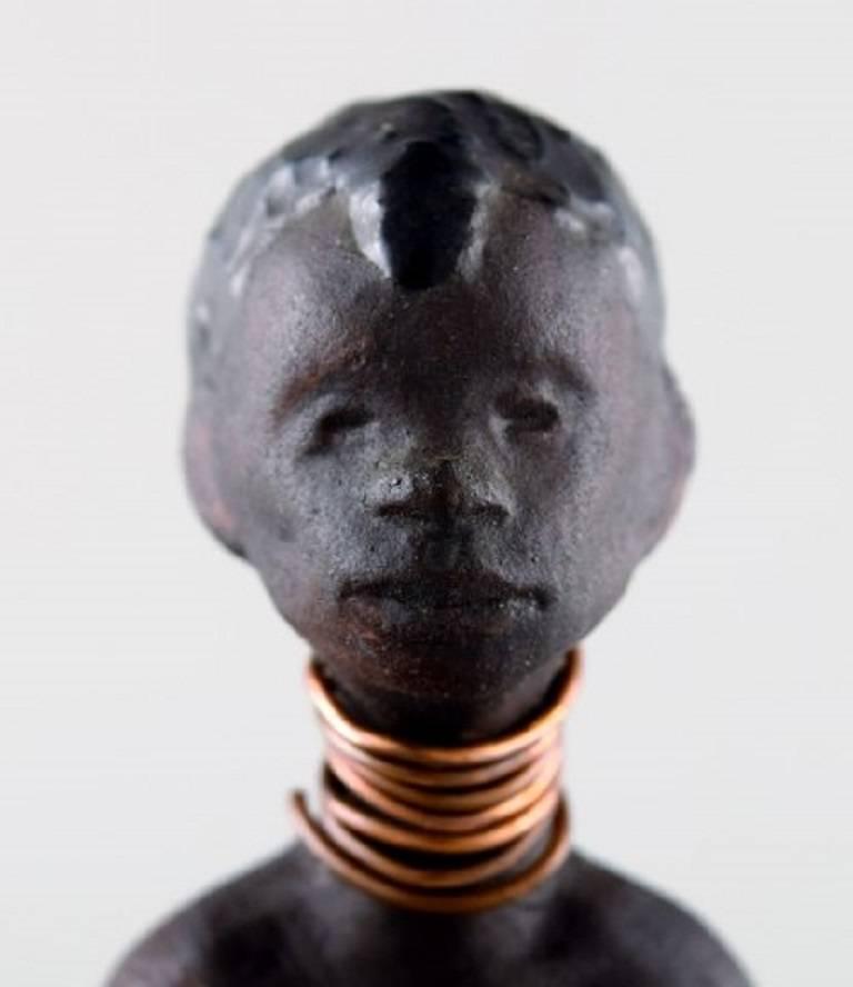 20th Century Rolf Palm, Höganäs, Unique Pottery Figurine of Chief, Swedish Design For Sale