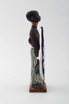 Rolf Palm, Höganäs, Unique Pottery Figurine of Chief, Swedish Design
