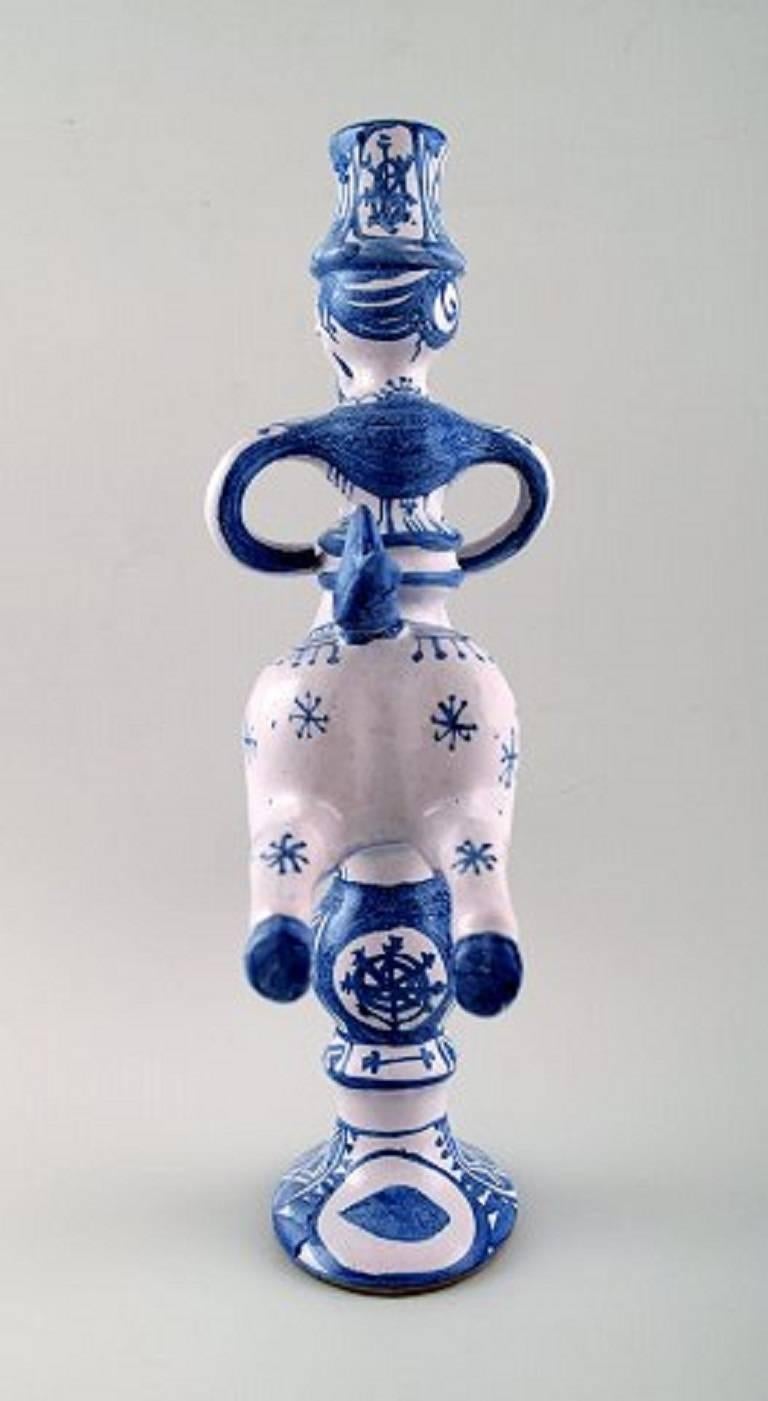 Scandinavian Modern Bjorn Wiinblad Figurine from the Blue House, Figure/Candlestick Rider on Horse
