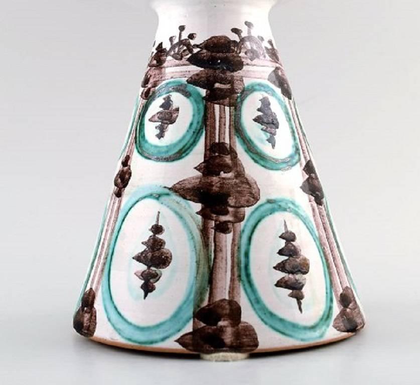 Bjørn Wiinblad Three-Piece Ceramic Vase Hand-Painted in Green and Brown, Woman 2