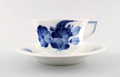 Six Persons Royal Copenhagen Blue Flower Angular, Six Coffee Cups with Saucers