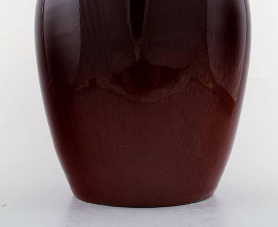 Scandinavian Modern B&G/Bing & Grondahl, Valdemar Pedersen Stoneware Vase, Oxblood Glaze