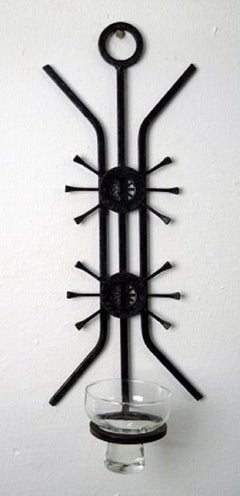 Erik Höglund Style, Sweden, 1960-1970, Two Two-Armed Candlesticks in Cast Iron