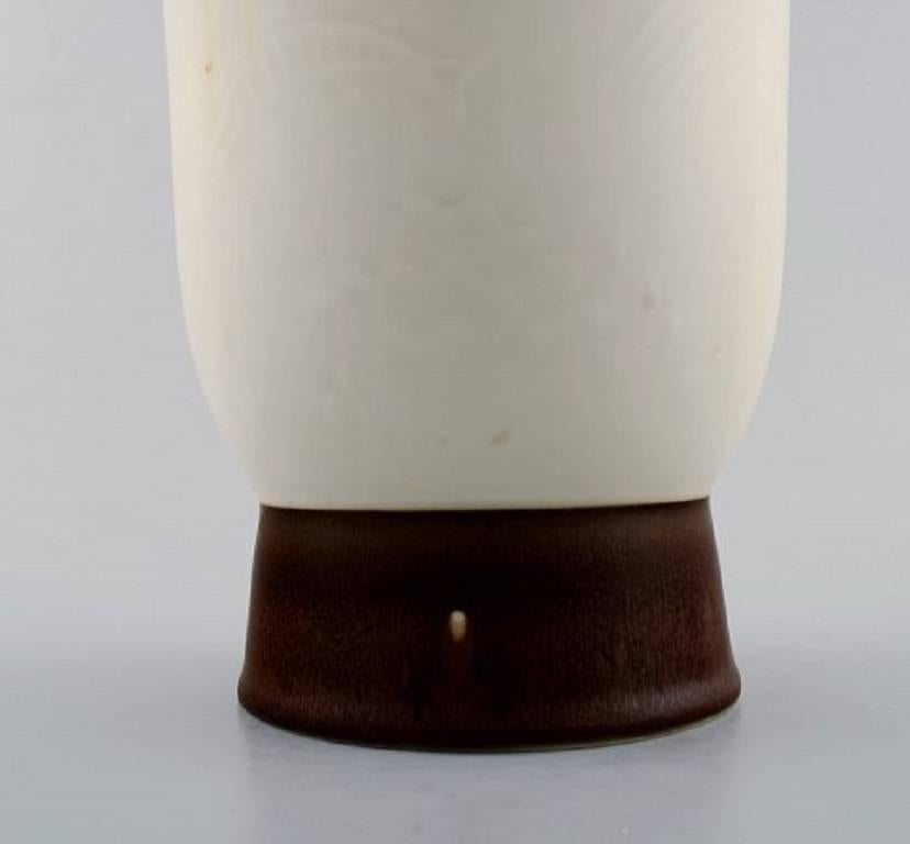 Bing & Grondahl Art deco large porcelain vase with matching silver lid In Excellent Condition In Copenhagen, DK