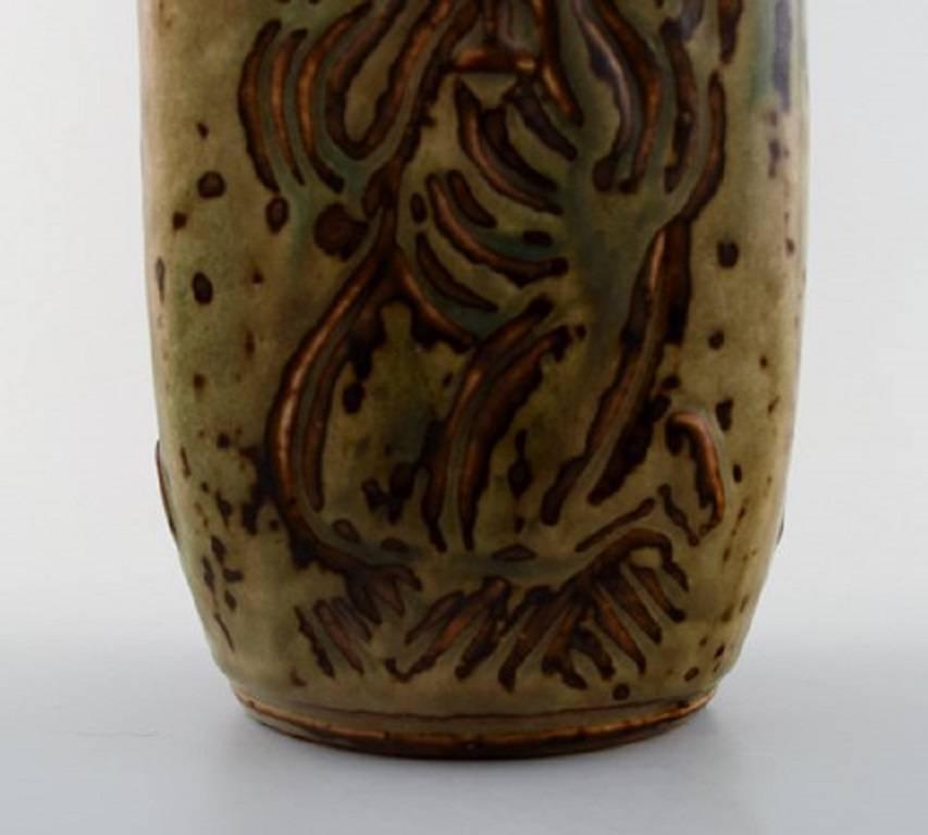 Royal Copenhagen Jais Nielsen ceramic vase, sung glaze. Biblical motives For Sale 1
