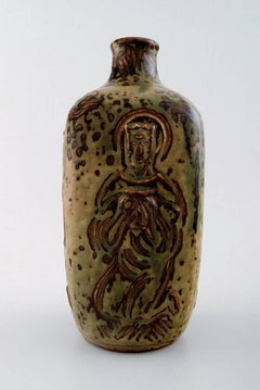 Royal Copenhagen Jais Nielsen ceramic vase, sung glaze. Biblical motives