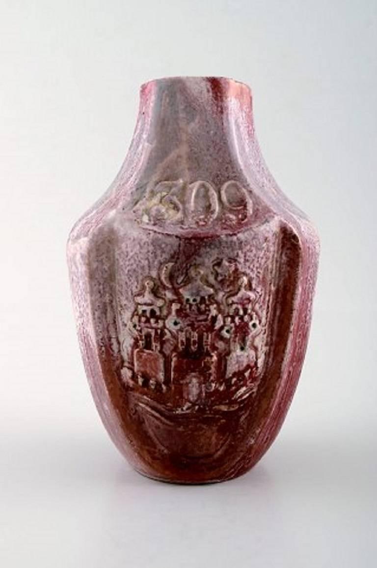 Three Kähler vases with luster glaze, Karl Hansen Reistrup. In Good Condition For Sale In Copenhagen, DK