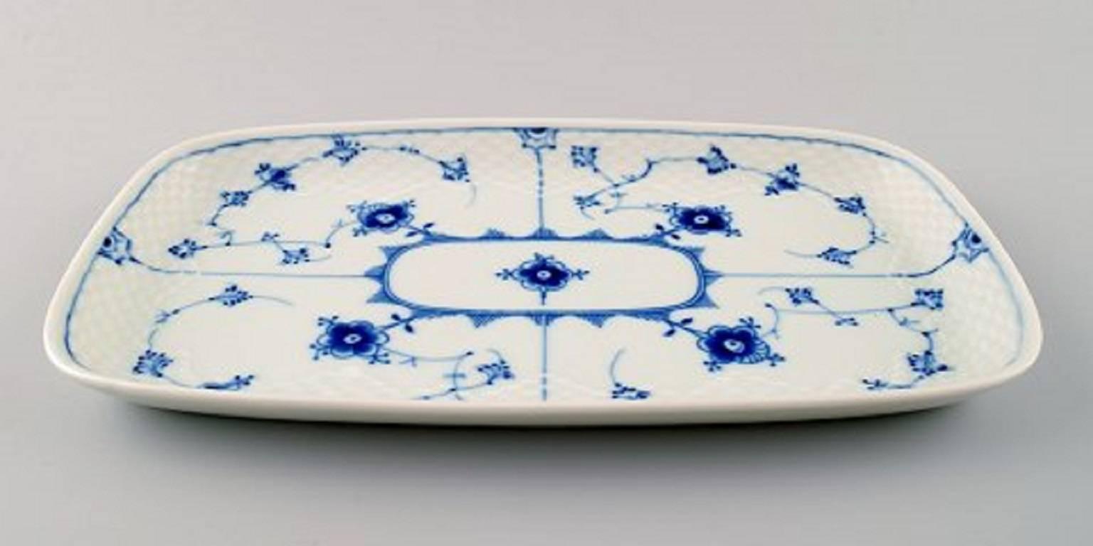 Neoclassical Two Bing & Grondahl, B&G Blue Fluted Rectangular Trays or Dishes